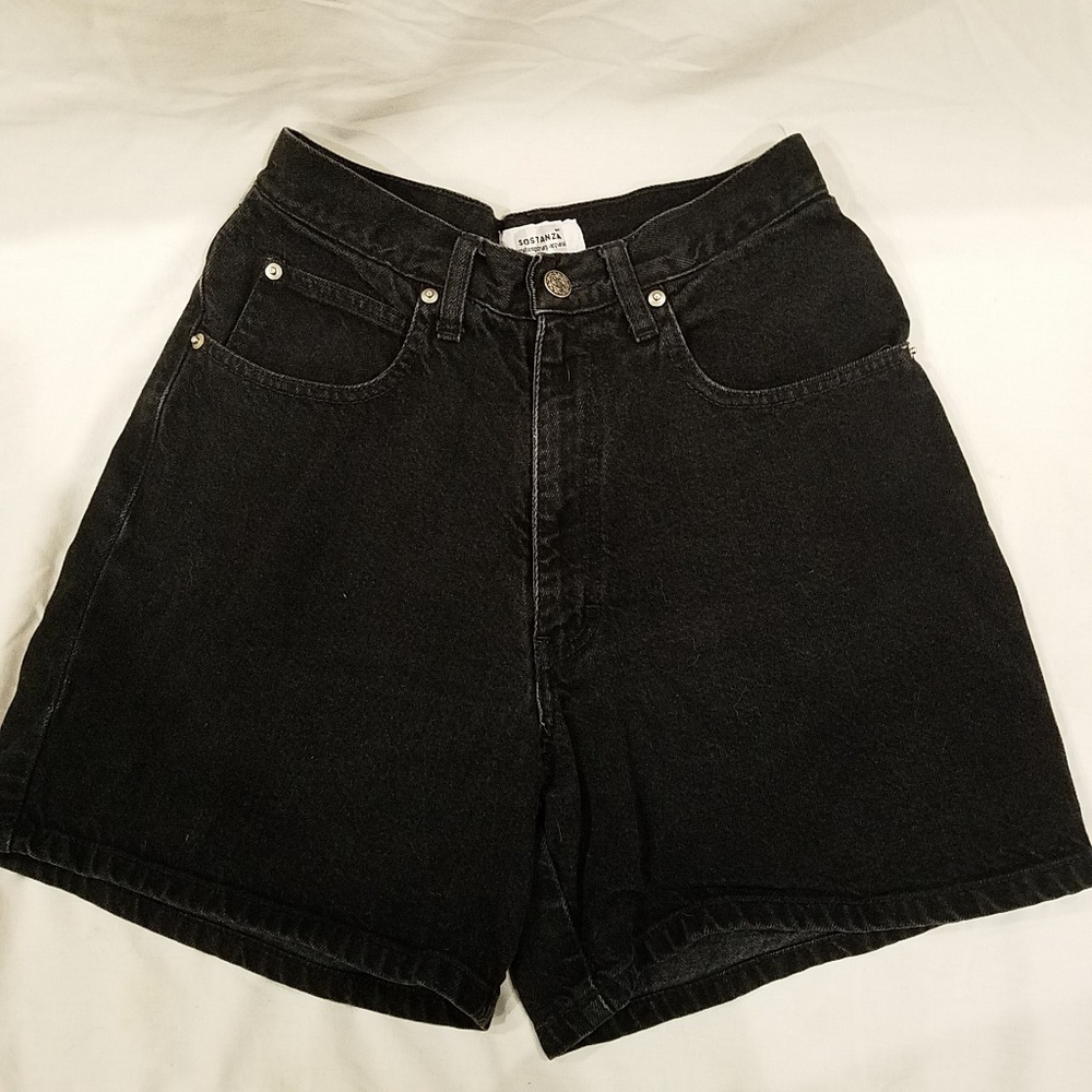 Sostanza black denim shorts